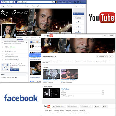 Project Piece: Musician Facebook Page + YouTube Channel Design by Silvia Reinhardt Portfolio,  UX/UI/Interaction Designer