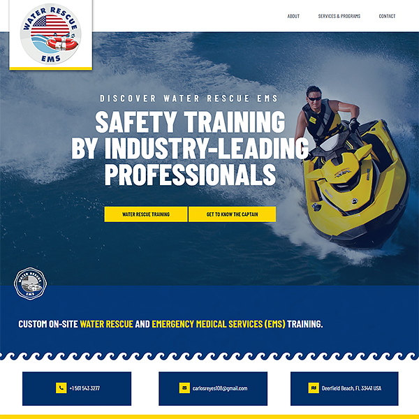 Project Piece: Water Rescue Certified Instruction Services Website by Silvia Reinhardt Portfolio,  UX/UI/Interaction Designer