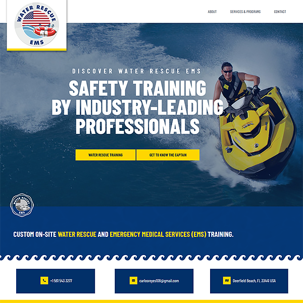 Project Piece: Water Rescue Certified Instruction Services Website by Silvia Reinhardt Portfolio, Interdisciplinary Experience Designer | UX | UI | iXD | Sr. Product Designer