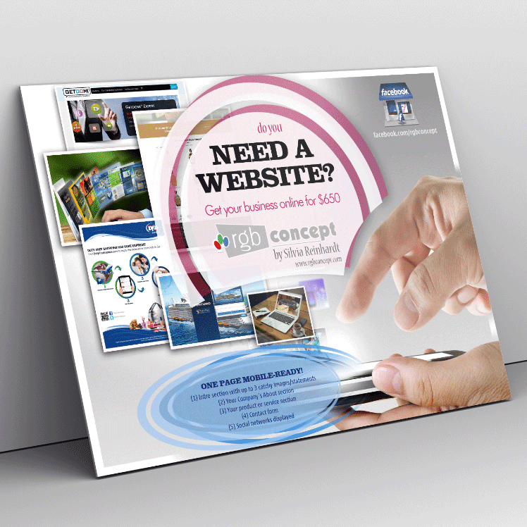 Project Piece: Web Design Promotional Postcard by Silvia Reinhardt Portfolio,  UX/UI/Interaction Designer